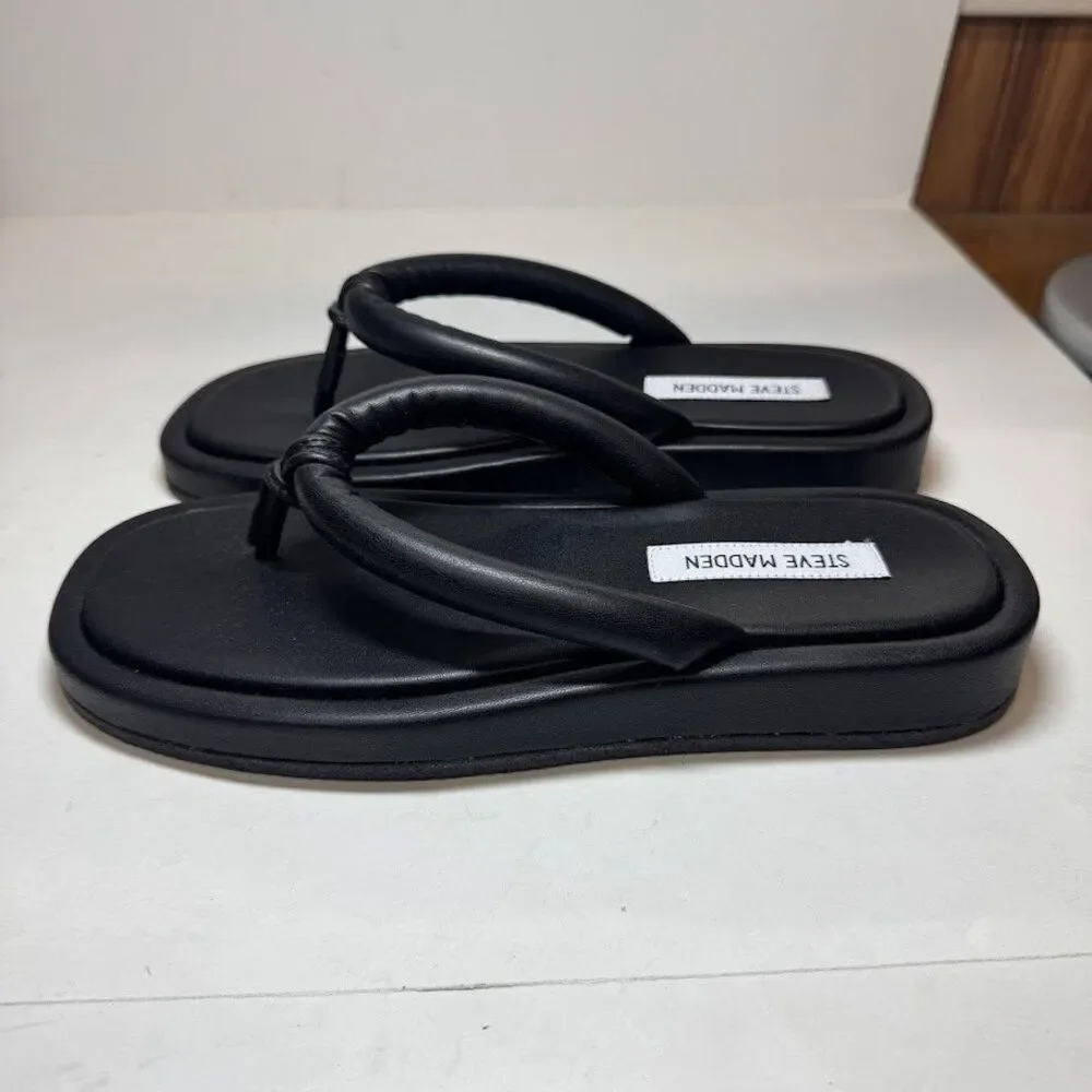 Steve Madden Black Padded Thong Sandals